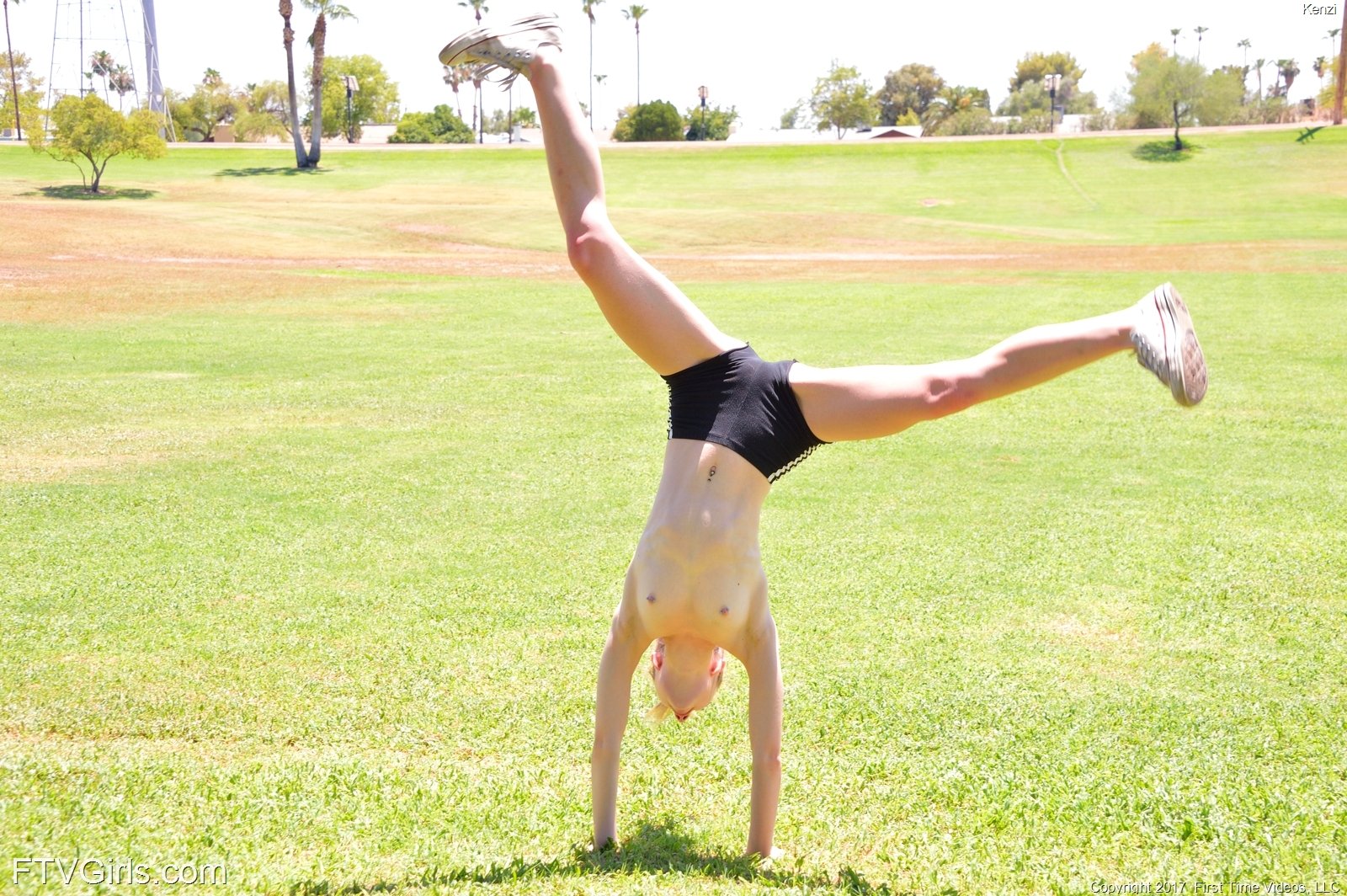 Gymnast hottie doing cartwheels, fucking an exercise bike, and more - FTV G...
