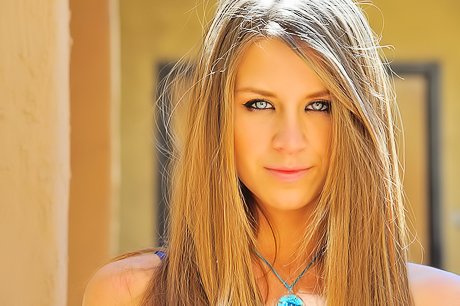 Perfect girl in a purple dress showing off that insane body for free