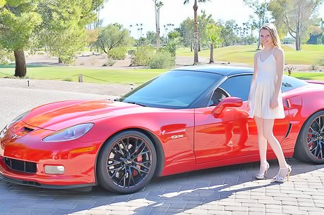 Leggy blonde is ready to tease you with her black panties removed